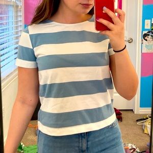 Elodie Striped Blue and White Short Sleeve
